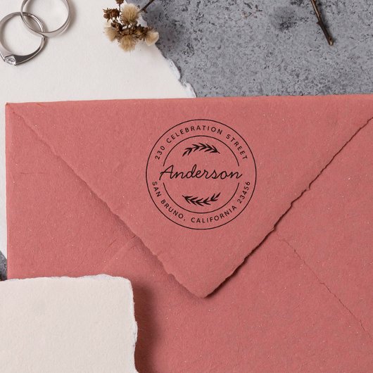 シンプルボタニカルラウンド差出人住所 セルフインキングスタンプ