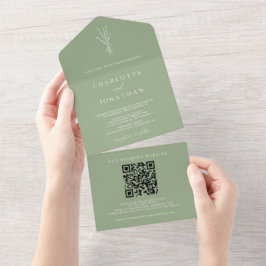 シンプルボタニカル結婚セージ オールインワン招待状