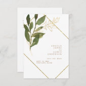 シンプルボタニカル金ゴールド&ホワイトセーブ・ザ・デイト セーブザデート (正面/裏面)