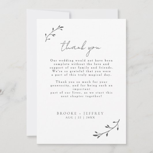 シンプルボタニッモダンクミニマルシ結婚ックの写真 サンキューカード (正面)