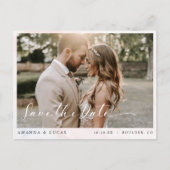 シンプルボタニッ素朴ク結婚式の日付を保存 インビテーションポストカード (正面)