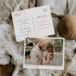 シンプルボタニッ素朴ク結婚式の日付を保存 インビテーションポストカード