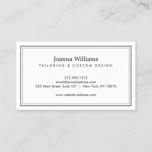 シンプルボタンロゴのシースレス、テーラーリネン 名刺 (裏面)