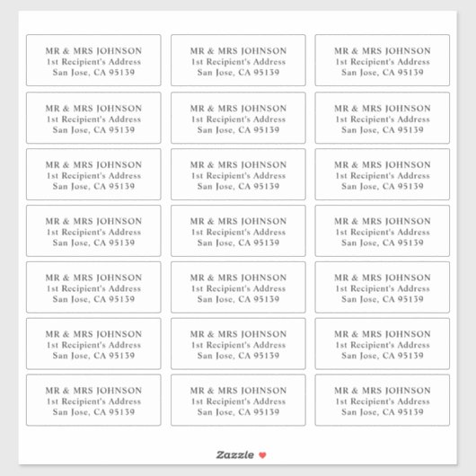 シンプルボタ結婚ニカルズゲスト住所 シール (シート)