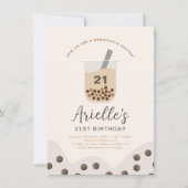 シンプルボバブルミルクティーパーソナライズされた誕生日 招待状 (正面)