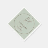 シンプルボヘミアン結婚ズフローラセージ緑 スタンダードカクテルナプキン (角)