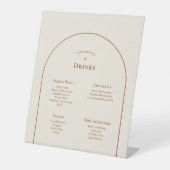 シンプルボホアーチアイボリーのドリンク結婚メニュー 台座サイン (正面)