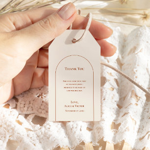 シンプルボホアーチアイボリー結婚ズサンキューユー ギフトタグ