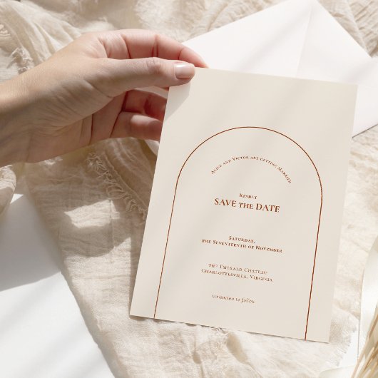 シンプルボホアーチアイボリー結婚ズ セーブザデート