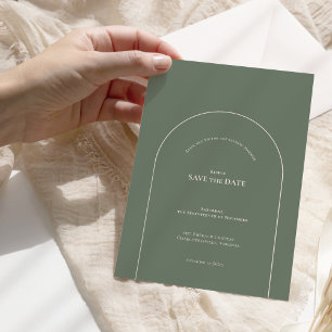 シンプルボホアーチサージグリーン結婚ズ セーブザデート