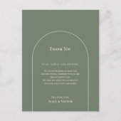シンプルボホアーチセージ披露宴サンキューカード ポストカード (正面)