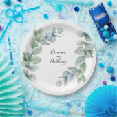 シンプルボホウォーター色ユーカリプトゥスグリーン結婚リー ペーパープレート (パーティー)