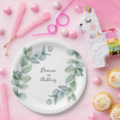 シンプルボホウォーター色ユーカリプトゥスグリーン結婚リー ペーパープレート (パーティー)