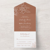 シンプルボホエレガントフローラテラコッタ結婚ズ オールインワン招待状 (内側)