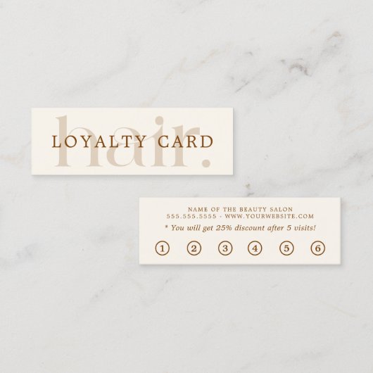 シンプルボホエレガントブラウン美しいフラット ロイヤリティカード (正面/裏面)