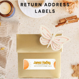 シンプルボホサン差出人住所ラベル ラベル