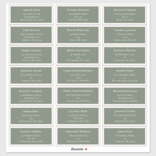 シンプルボホセージグリーン結婚ズゲストアドレス シール (シート)