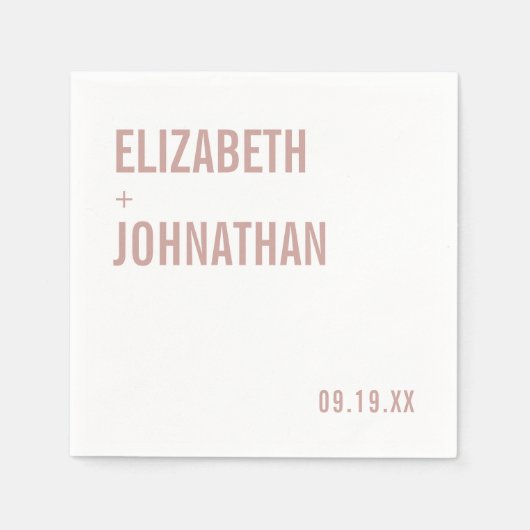 シンプルボホダスティバラタイポグラフィ結婚ズ スタンダードカクテルナプキン (正面)
