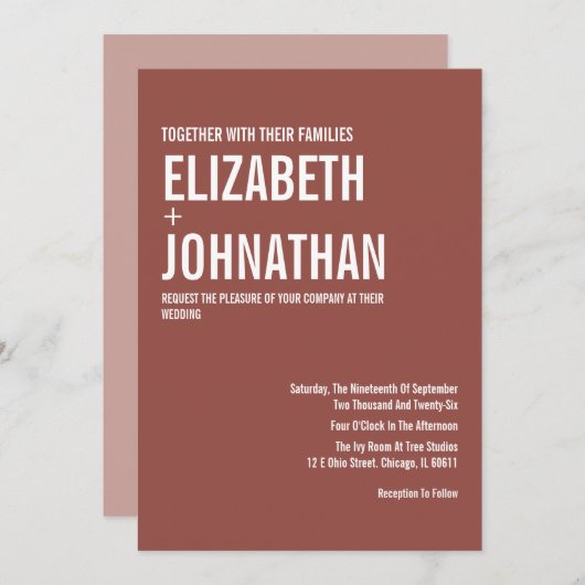 シンプルボホダスティバラタイポグラフィ結婚ズ 招待状 (正面/裏面)