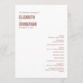 シンプルボホダスティバラ結婚ズタイポグラフィ プログラム (正面)