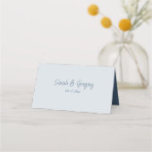 シンプルボホダスティブルー折り畳み結婚座席表 プレイスカード (裏面)