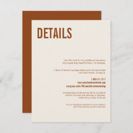 シンプルボホテラコッタタイポグラフィ結婚ズ詳細 エンクロージャーカード