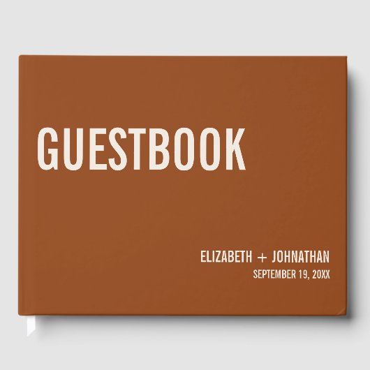 シンプルボホテラコッタタイポグラフィ結婚ズ ゲストブック (正面)