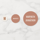 シンプルボホテラコッタタイポグラフィ結婚ズ コンフェッティ (裏面)