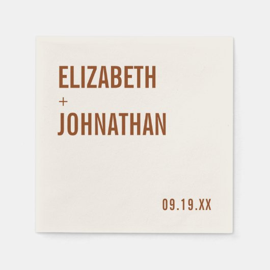 シンプルボホテラコッタタイポグラフィ結婚ズ スタンダードカクテルナプキン (正面)
