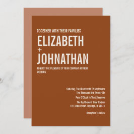 シンプルボホテラコッタタイポグラフィ結婚ズ 招待状