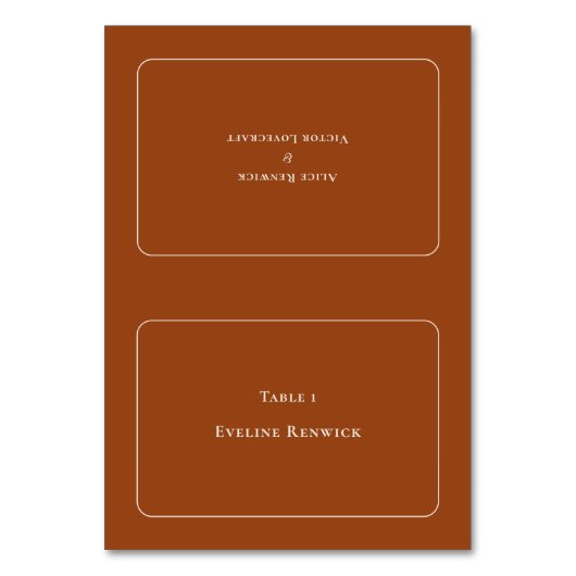シンプルボホテラコッタ結婚の折り畳み可能座席表 テーブルナンバー (正面)
