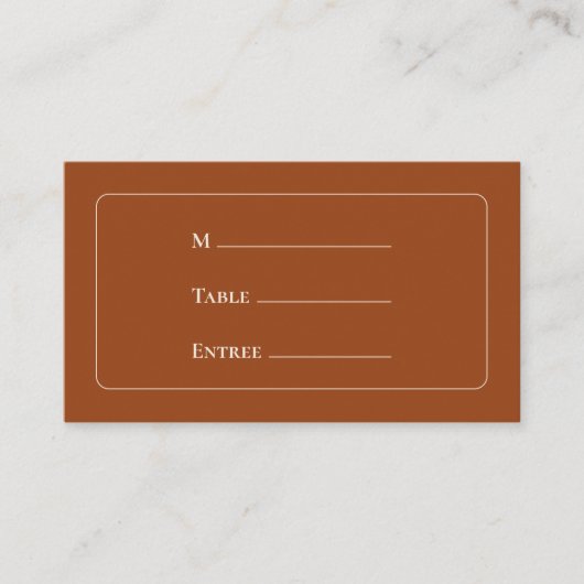 シンプルボホテラコッタ結婚ズエントリーチョイスフラット プレイスカード (正面)