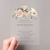 シンプルボホニュートラル水彩花確認 アクリル招待状 (インサイチュ (ポータブル))