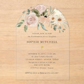 シンプルボホニュートラル水彩花確認 アクリル招待状 (正面)