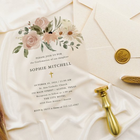 シンプルボホニュートラル水彩花確認 アクリル招待状