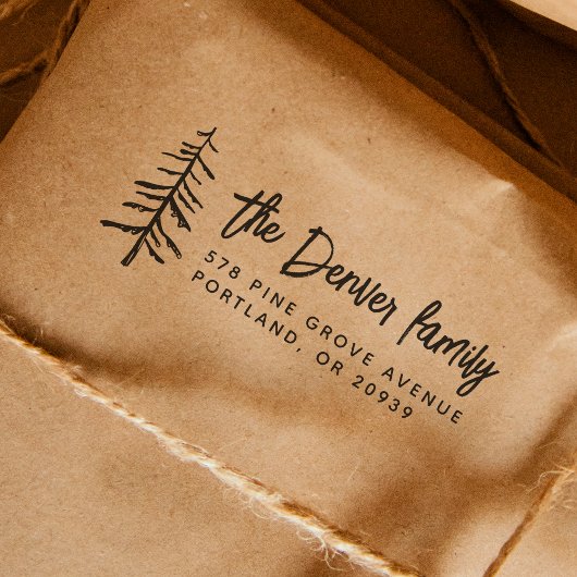 シンプルボホパインツリー素朴モダン差出人住所 ラバースタンプ