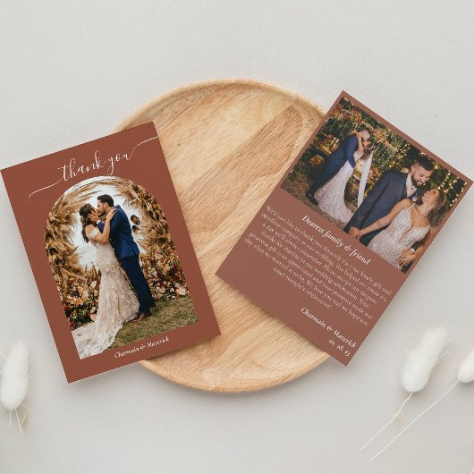 シンプルボホパンパスグラステラコッタフォトフラット サンキューカード