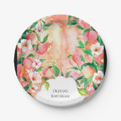 シンプルボホピーチ誕生日 ペーパープレート (正面)