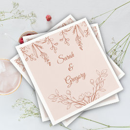 シンプルボホフローラテラコッタ結婚ズ スタンダードカクテルナプキン