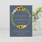 シンプルボホブルー王室のオペルンスサンフラワー結婚ズ 招待状 (スタンド正面)