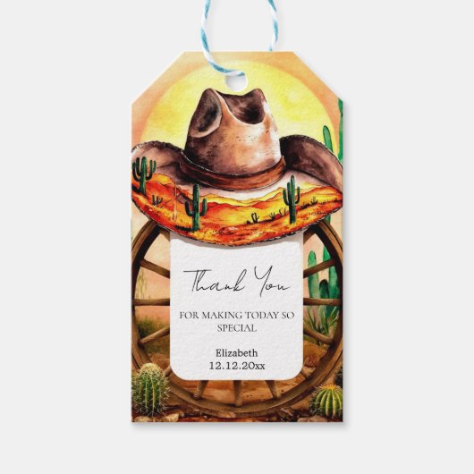 シンプルボホブートカウボーイベビーシャワー ギフトタグ (正面)