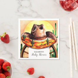 シンプルボホブートカウボーイベビーシャワー スタンダードカクテルナプキン