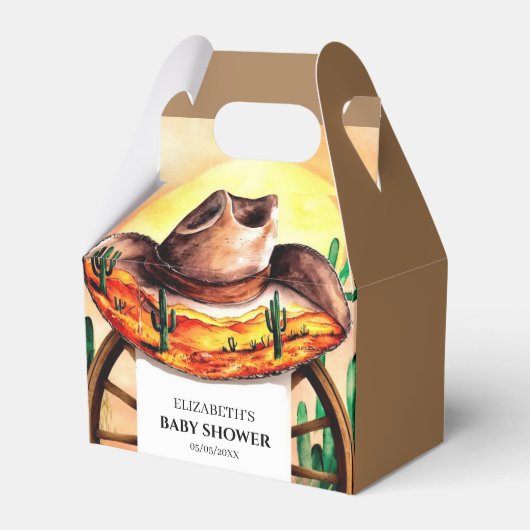 シンプルボホブートカウボーイベビーシャワー フェイバーボックス (正面サイド)
