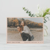 シンプルボホベージュ最高の写真デイエバ結婚ーズ サンキューカード (スタンド正面)