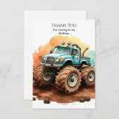 シンプルボホホイールモンスタートラック誕生日 サンキューカード (正面/裏面)