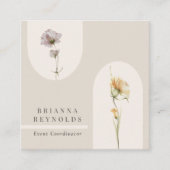 シンプルボホモダンワイルドフラワーオンニュートラルベージュ スクエア名刺 (正面)