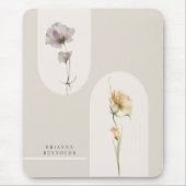 シンプルボホモダンワイルドフラワーオンニュートラルベージュ マウスパッド (正面)