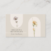 シンプルボホモダンワイルドフラワーオンニュートラルベージュ 名刺 (正面)