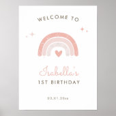 シンプルボホレインボー1stバースデーウェルカムサイン ポスター (正面)