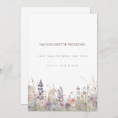 シンプルボホワイルドフラワーバチェロレッテ週末券 招待状 (正面/裏面)